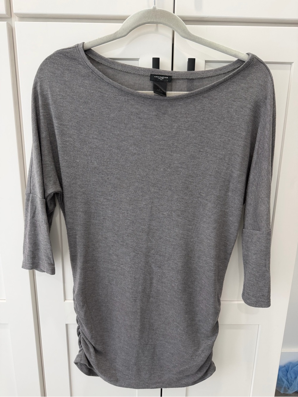 Ann Taylor Gray Boatneck Draped Tunic